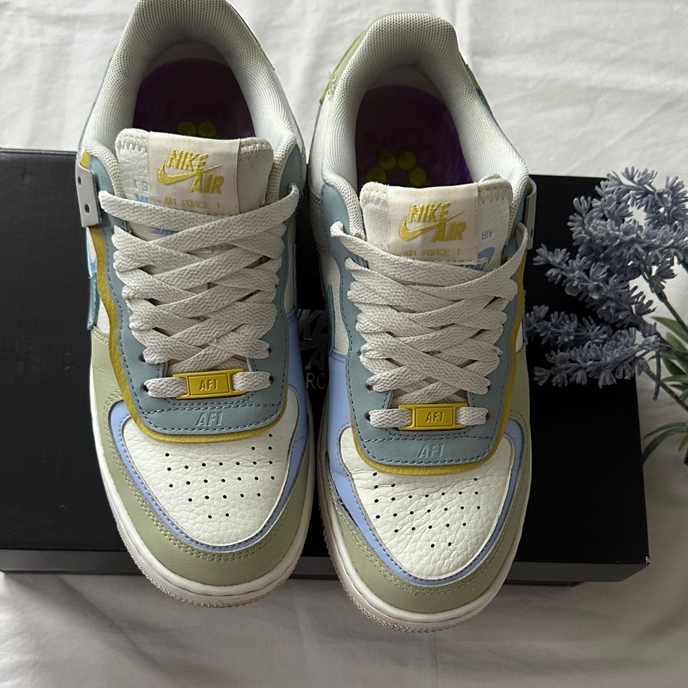 Nike Air Force 1 shadow Multicolor Sneakers, blue, yellow, green